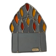 Vintage MCM Orange Stained Glass Mirror The Setti Studio Boston Cathedral 10″