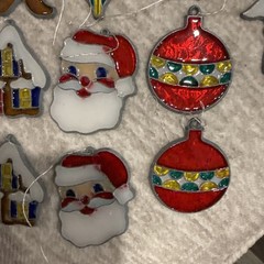 Vintage Lot Of 22 Christmas Sun Catchers Acrylic Hanging Ornaments From 4”-2”NIC