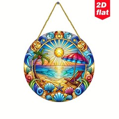 Bohemian Beach Acrylic Suncatcher Vibrant Round Hanging Windows Garden Decor