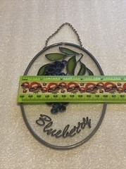 Hand Painted Stained Glass Blueberry, Blackberry Sun Catcher Lot Of 2 ( 6”x 4” )