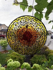 Yellow and Amber stained glass mosaic suncatcher