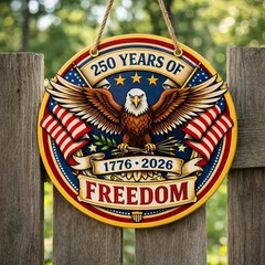 Patriotic Eagle USA Freedom Wall Sign with Rope