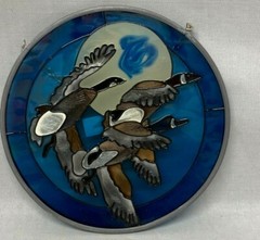 Amia Geese, Hand-Painted Glass Circle Suncatcher, 4-1/2 Inches, 7861