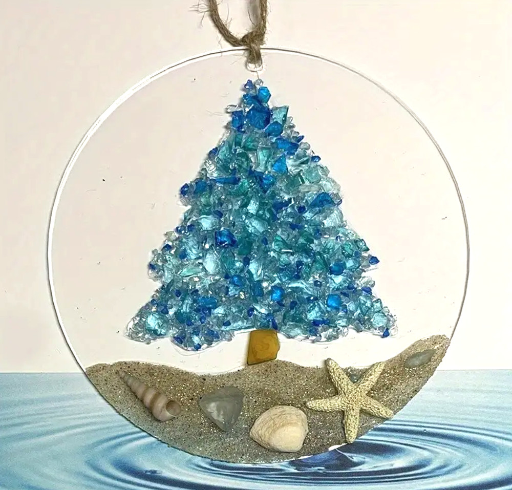 Sea Glass Look Suncatcher Art Hanging Tree Sand Beach Window Ornament Valentines
