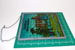 German Stained Glass Suncatcher Vintage 1981 Spessart Souvenir 7×5 Hiker Hunter