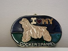 I Love My Cocker Spaniel 5″ Stained Glass Style Window Sun Catcher Tan Color Fur