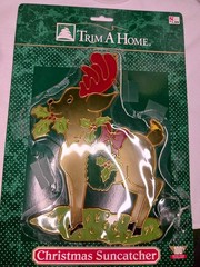 Lot of 2 Vintage Christmas Suncatchers NOS Santa & Reindeer Kmart Plastic 8.5″
