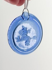 Vintage Salem Witch Pressed Glass Sun Catchers Butter Mold Style Medallion