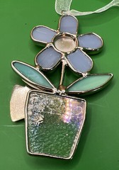 Glass Purple Flower Suncatcher Metal Ornament “ God Bless My Godmother”