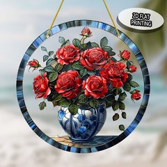 Rose Bouquet Acrylic Sun Catchers Garden Floral Wall Decor Valentine’s Day Gift