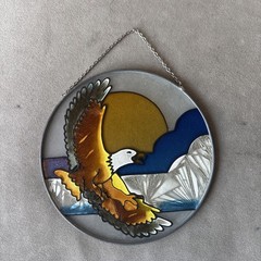 Vintage Eagle Sun Catcher Faux Stained Glass Suncatcher Patriotic