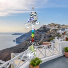 Hanging Crystal Charm Owl Suncatcher for Window and Home Decor,Blue Evil Eye …