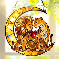 Personalized Lion Family Suncatcher Acrylic Window Decor Gift