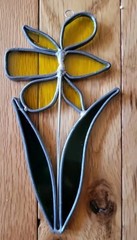 Vtg Lot Of 3 Stained Glass Suncatchers Cardinal Butterfly Flower 4″-5″ Long