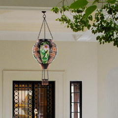 DREAMSOUL Hummingbird Hot Air Balloon Solar Lantern, Metal & Glass Flickering Fl