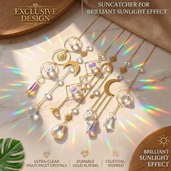 6Pieces Colorful Crystals Suncatcher Hanging Sun Catcher with Chain Pendant O…
