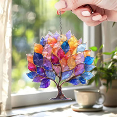 Tree of Life Acrylic Suncatcher Colorful Window Art Decor Gift