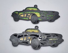 Pair Of Vintage 1994 Pentagon Inc Corvette Car Leaded Glass Window Sun Catchers