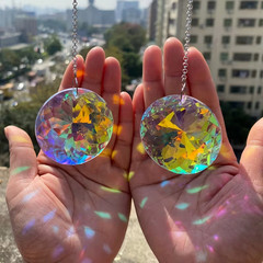 2Pcs, round Crystal Sun Catchers, Glass Prism Hanging Sun Catchers, Rainbow Make