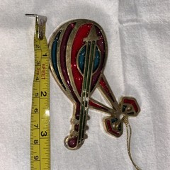 Lot of 4 Christmas Stained Glass Suncatchers or Ornaments Avon Music Instruments