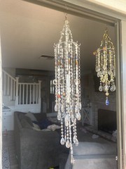 Custom chakra Suncatcher Chandelier￼ With Natural Stones Crystals Glass Handmade