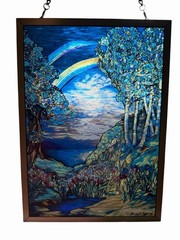 Louis Comfort Tiffany Double Rainbow Iris Stained Glass Suncatcher Glassmasters