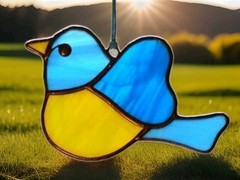 Handmade Stained Glass Boho Poppy Flower Hanging Suncatcher Australian Made Gift