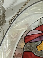 Vintage Christmas Holiday Three Kings Frosted Edge Oval Glass Hanging Suncatcher