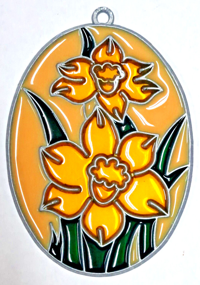 Stained glass look Yellow Flower suncatcher NOT real stained glass
