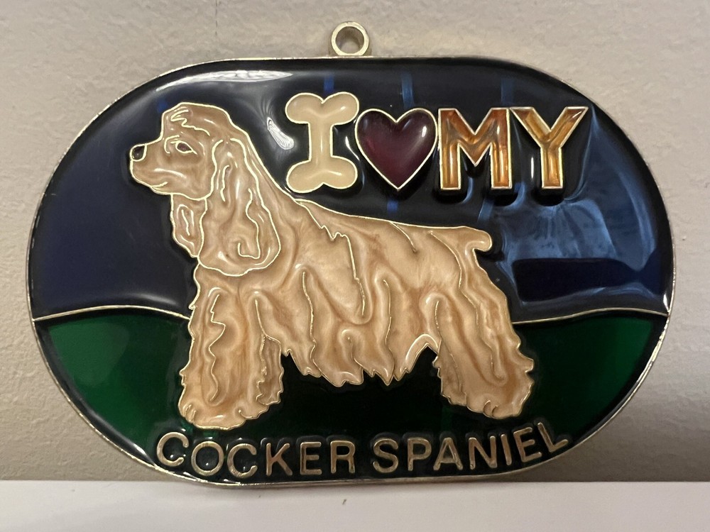 I Love My Cocker Spaniel 5″ Stained Glass Style Window Sun Catcher Tan Color Fur