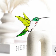 Handmade Hummingbird Stained Glass – Indoor Plant Art Father’s Day Decor