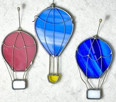 Lot of 3 Vintage Stained Glass Hot Air Balloons Sun Catchers