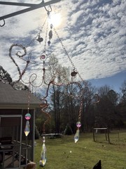 Copper Wire Crystal Suncatcher. Beaded cursive Stetson