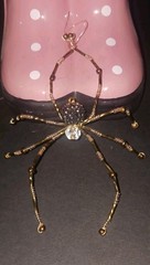 Handcrafted Pink Brown Spider Beaded Hanging Ornament Halloween suncatcher