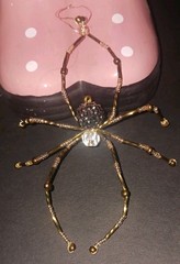 Handcrafted Pink Brown Spider Beaded Hanging Ornament Halloween suncatcher