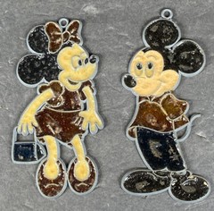 Vintage Mickey & Minnie Mouse Plastic Stained Glass Style Sun-catchers