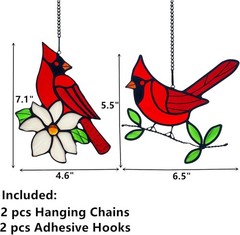 Memorial Gifts for Women Stained Glass Window Hanging Bird Decor 2 Pack
