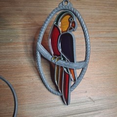 Vintage Stained Glass-Style Parrot Suncatchers Set of 2 Plastic Window Art Decor