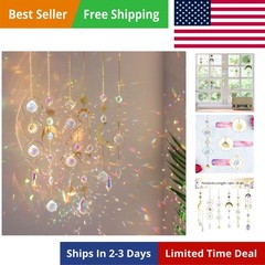 6Pieces Colorful Crystals Suncatcher Hanging Sun Catcher with Chain Pendant O…