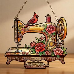 Vintage Sewing Machine Suncatcher Acrylic Decor Gift