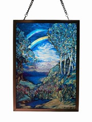 Louis Comfort Tiffany Double Rainbow Iris Stained Glass Suncatcher Glassmasters