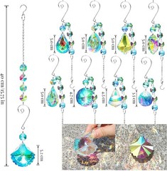 9 Pieces Sun Catchers Indoor Window Suncatcher Crystals Prisms with Chain Pen…