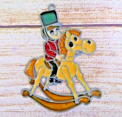 Vintage Suncatcher Toy Soldier on Rocking Horse Window Decoration Ornament