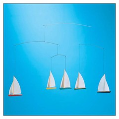 Dinghy Regatte 5-Boat (large version) Beech Wood Flensted Mobile by Flensted