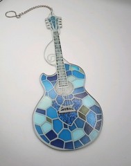 New Stained Glass Looking Guitar Suncatcher Made Of Glass