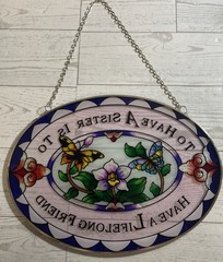Majestic Sister Suncatcher Hand Painted Glass Art 8.5” X 6.5” Window Hanging