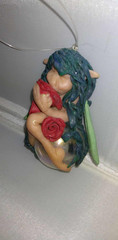 fairy floating on a bubble green with roses handcrafted art