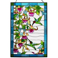 VEWOGARDEN W10xH15 inch Hummingbird Stained Glass Window Hangings, Suncatcher Pa