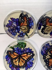 Vintage Joan Baker Designs Stained Glass Monarch Butterfly Wings Set Of 4 Boxed