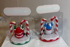 Solar Figures Swinging Santa & Snowman Christmas Decor Set New